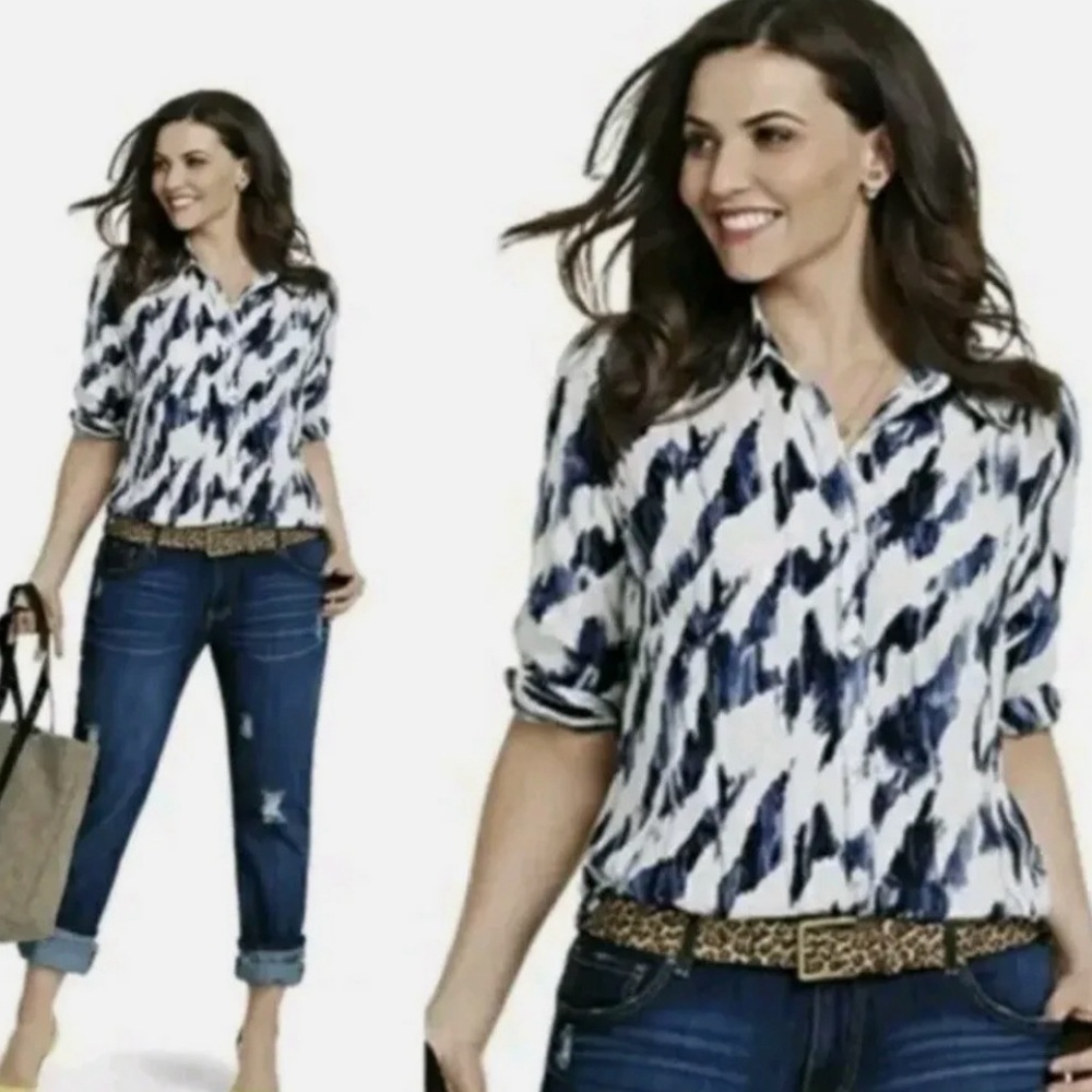 Cabi Moody Blues Button Down Top Size Small M